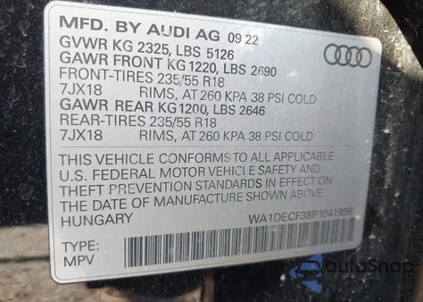 2023 Audi Q3 Premium 45 Tfsi S Line Quattro Tiptronic from USA, damaged, VIN WA1DECF38P1041898